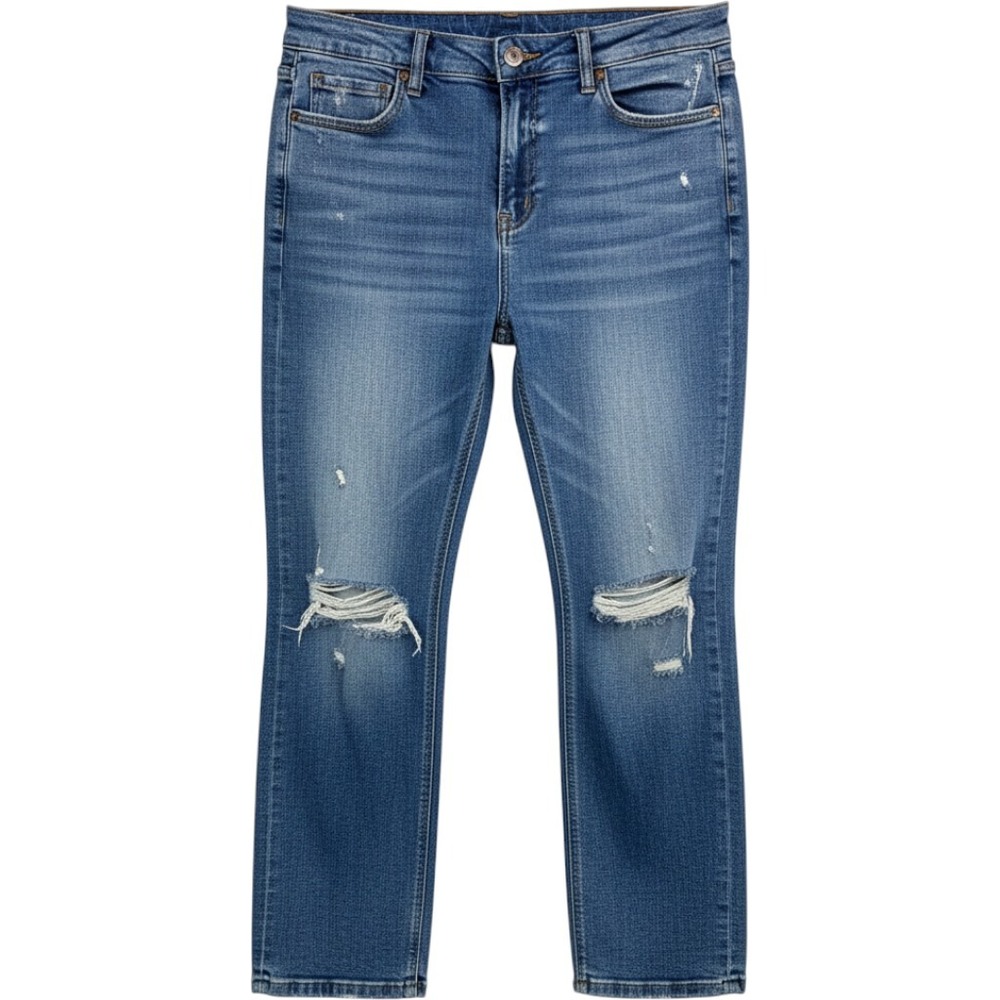 Mica Los Angeles Distressed Straight Leg Jeans 14W Blue MXP-T248